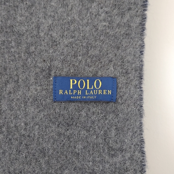 Polo Ralph Lauren Men's Classic Reversible Wool Scarf Navy Blue Grey - Picture 15 of 16